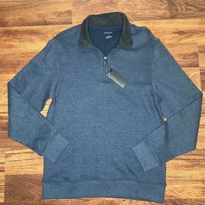 NEW Van Heusen 1/4 Zip Long Sleeve Pullover Blue Mens Small